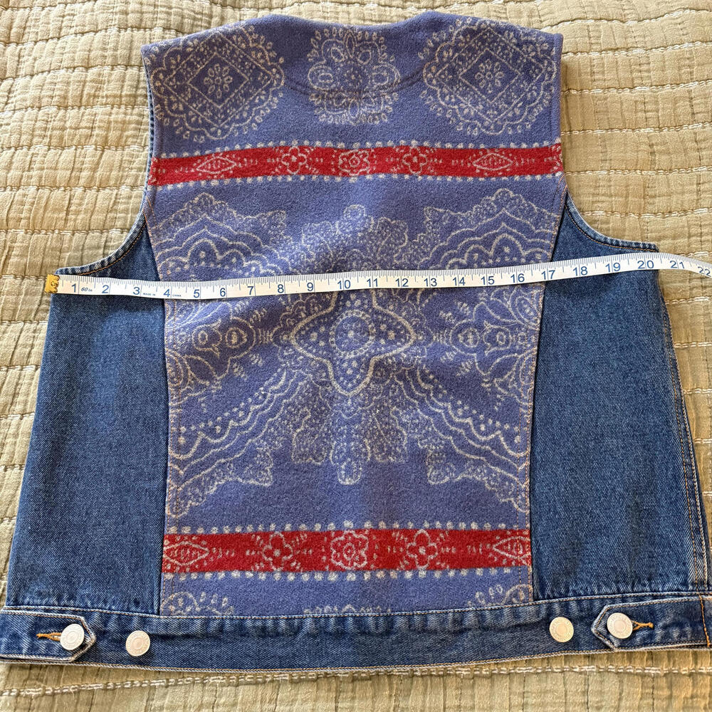 PENDLETON Boho Wool Back Denim Vest Wms SZ Large Western Quiet Luxury Vintage - Picture 6 of 7